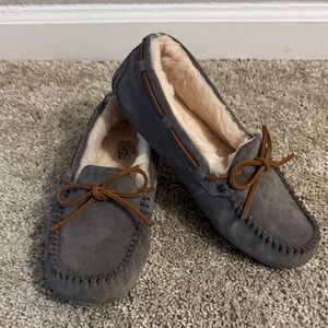 UGG Charcoal Suede Moccasin Slippers